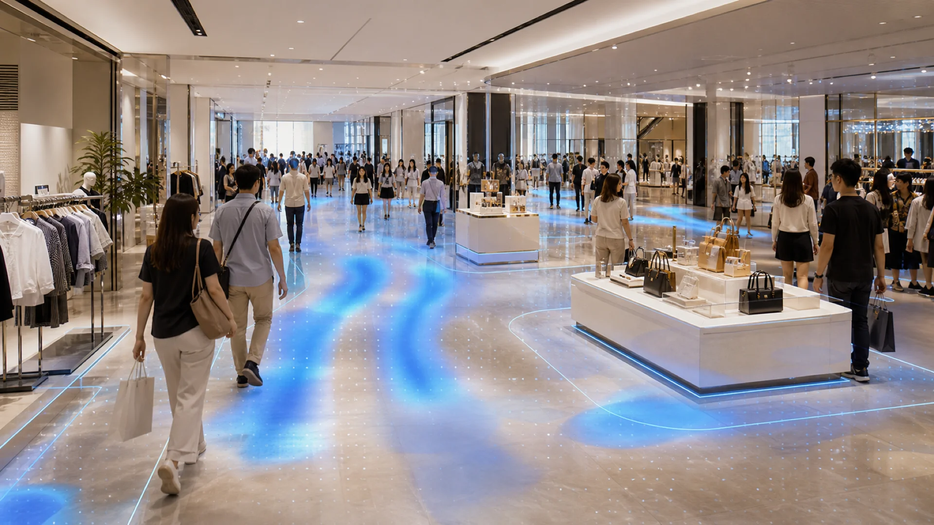 Footfall analytics view of an APAC retail store during peak season customer flow.